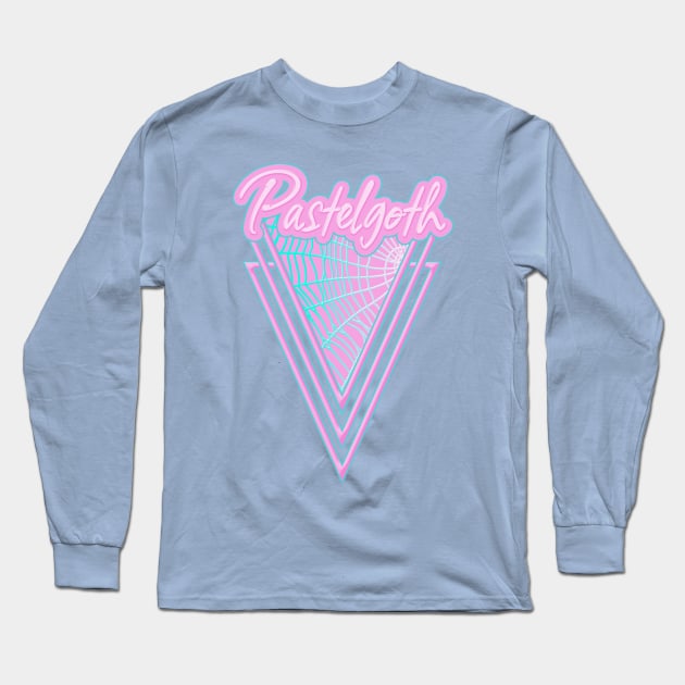 Spooky cute Pastelgoth lettering Spiderweb Kawaii Long Sleeve T-Shirt by designsbyxarah